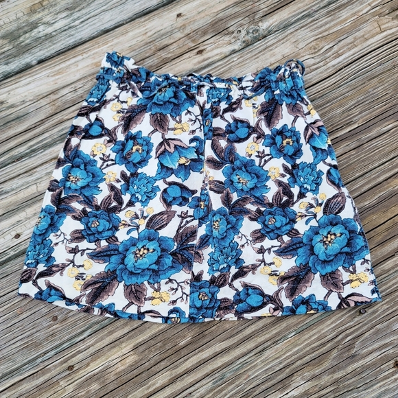 LOFT Linen and Rayon Skirt XSP Blue Floral - Picture 10 of 14